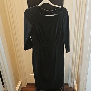 White House Black Market Classic Black Midi Dress